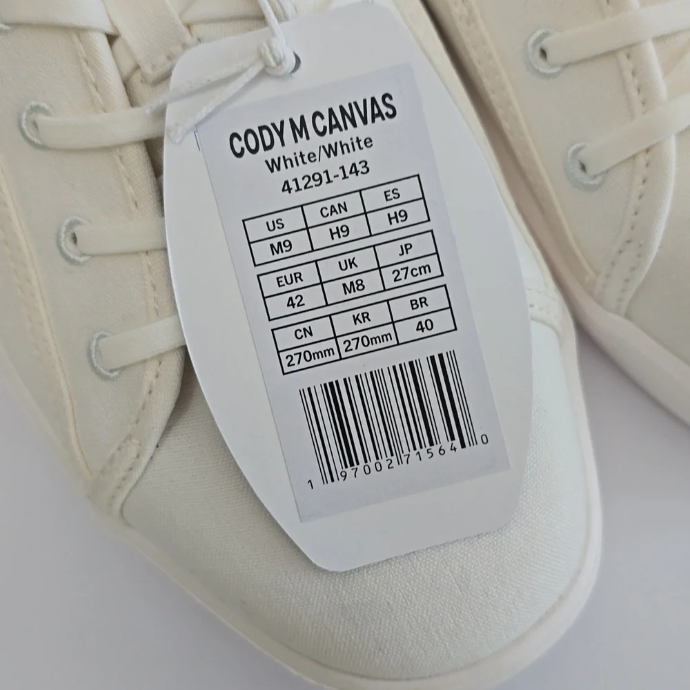 NWT Hey Dude Cody M Canvas White Lace Up Shoes Sneakers Size 9 - Picture 7 of 15